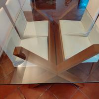 TAVOLO in VETRO e LEGNO