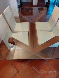 TAVOLO in VETRO e LEGNO