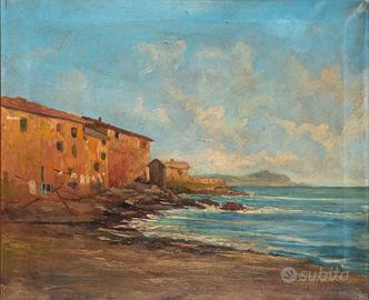 Paesaggio marina ligure olio su tela