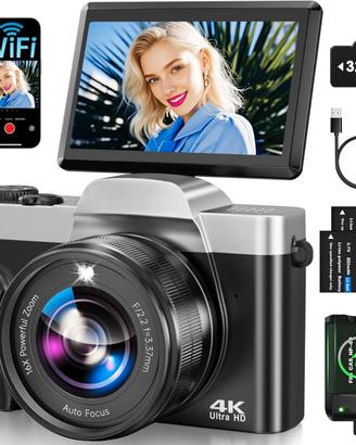 Macchina Fotografica Digitale con WiFi, 4K 64MP
