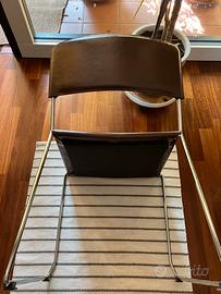 4 sedie in cuoio ed acciaio