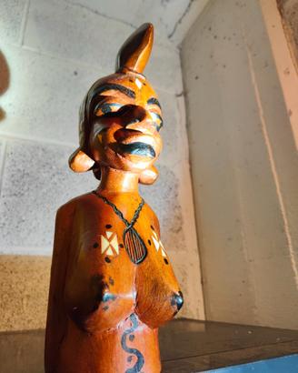 Statuetta busto etnico legno massello