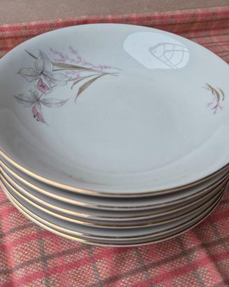 Set 6 piatti fondi vintage Dürken porcellana
