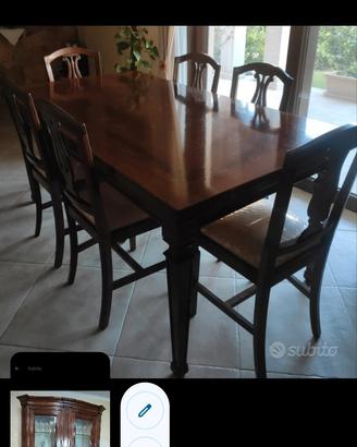 tavolo con 6 sedie rivestite 