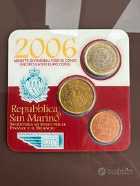 Euro San Marino 2006 €1 €0,50 €0,05 Nuovi Fdc