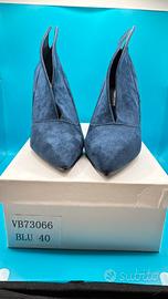 Scarpe donna décolleté in camoscio blu taglia 40