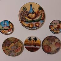 6 piatti colorati da muro decoro vintage