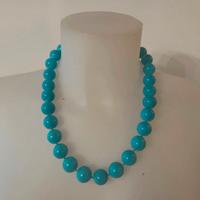 Collana perle vetro azzurra