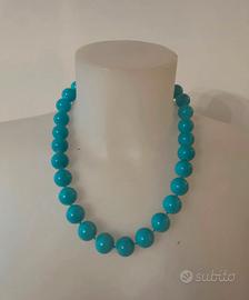 Collana perle vetro azzurra