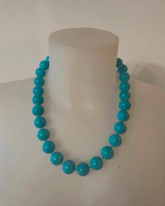 Collana perle vetro azzurra