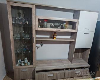 PARETE ATTREZZATA OLMO VETRINA
