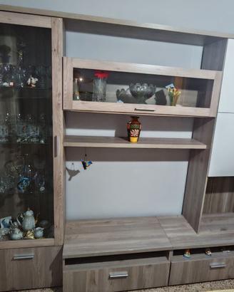 PARETE ATTREZZATA OLMO VETRINA