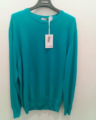 maglione in cotone blu tg XL