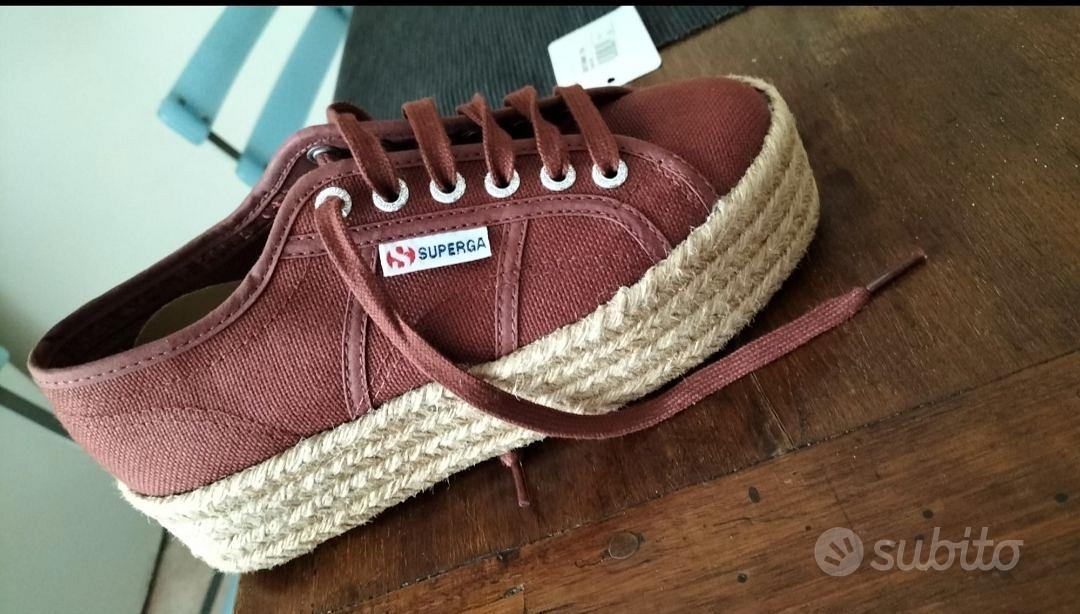 Superga bianche suola corda sale