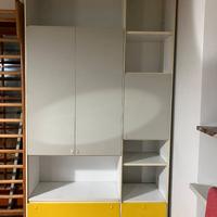 libreria bianca 150x260x45 con ante e cassetti