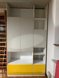 libreria bianca 150x260x45 con ante e cassetti