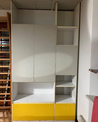 libreria bianca 150x260x45 con ante e cassetti