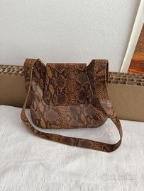 Borsa tracolla effetto pitone marrone vintage