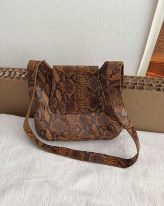 Borsa tracolla effetto pitone marrone vintage