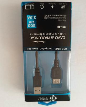 Cavo prolunga USB 2.0 Wetech 3 metri – nuovo