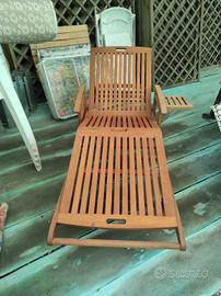 lettino prendisole in tek