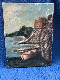 Quadro barca sulla riva Firmato Mantelli
