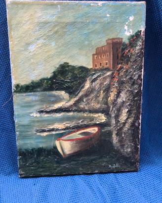 Quadro barca sulla riva Firmato Mantelli