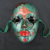 Maschera carnevale da parete in bronzo smaltato