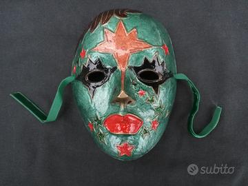 Maschera carnevale da parete in bronzo smaltato