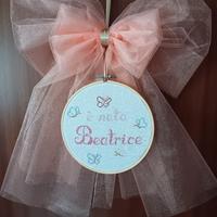 DOPPIO fiocco in tulle con ricamo punto croce 