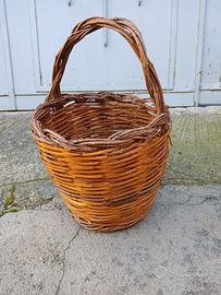 cesto in vimini e canne vintage 