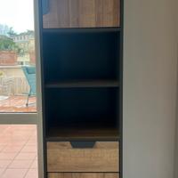 Credenza scaffale alta colore grigio / rovere