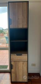 Credenza scaffale alta colore grigio / rovere