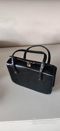 Borsa rigida rettangolare vera pelle lucertola