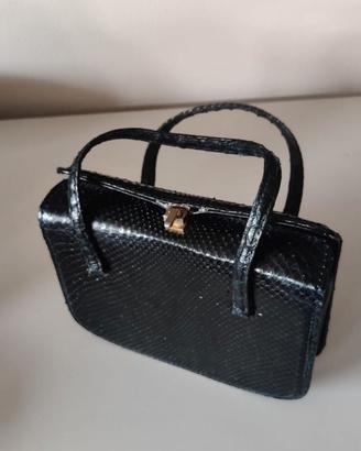 Borsa rigida rettangolare vera pelle lucertola