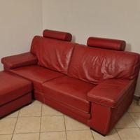 Divano in pelle - rosso