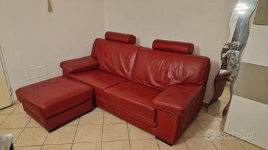 Divano in pelle - rosso