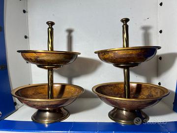 Alzatina vintage ottone F.lli Scaroni 2 ripiani
