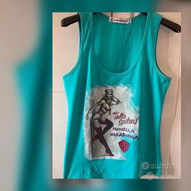 Canotta verde acqua con stampa Monella Vagabonda