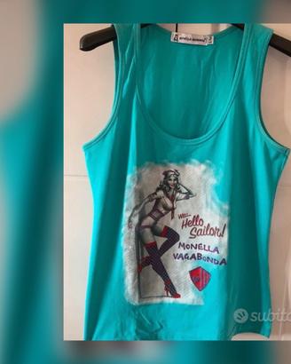 Canotta verde acqua con stampa Monella Vagabonda