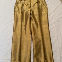 Pantaloni shantung seta color oro