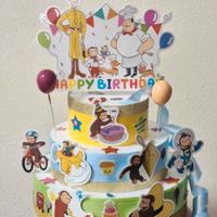 Torta finta scenografica tema George la scimmietta