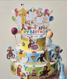 Torta finta scenografica tema George la scimmietta