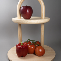 Portafrutta a due piani in frassino