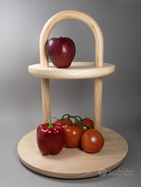 Portafrutta a due piani in frassino