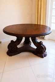 Tavolo rotondo da pranzo allungabile antico