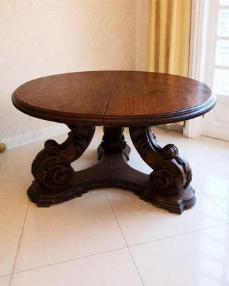 Tavolo rotondo da pranzo allungabile antico