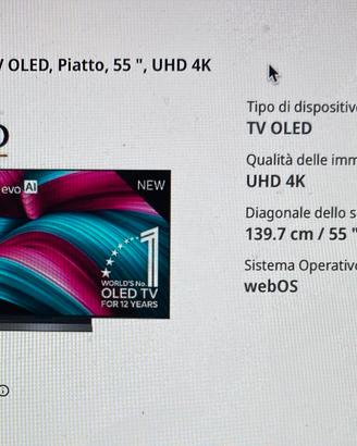 Tv LG  55’ oled uhd -4k AI ..imballato