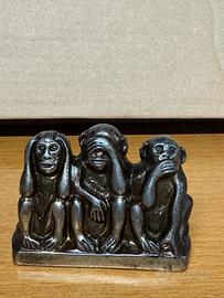 Statuetta in bronzo vintage LE 3 SCIMMIE SAGGE