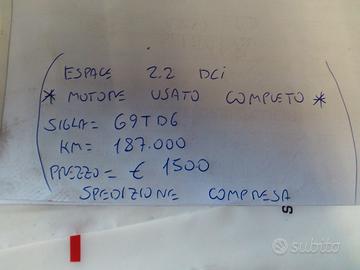 Motore usato completo espace 2.2 dci g9td6